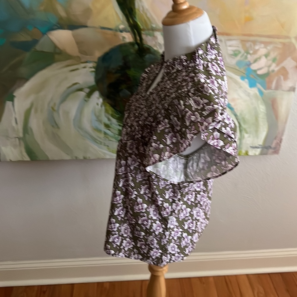 THML smocked Floral Blouse puff sleeve XS - Picture 9 of 16